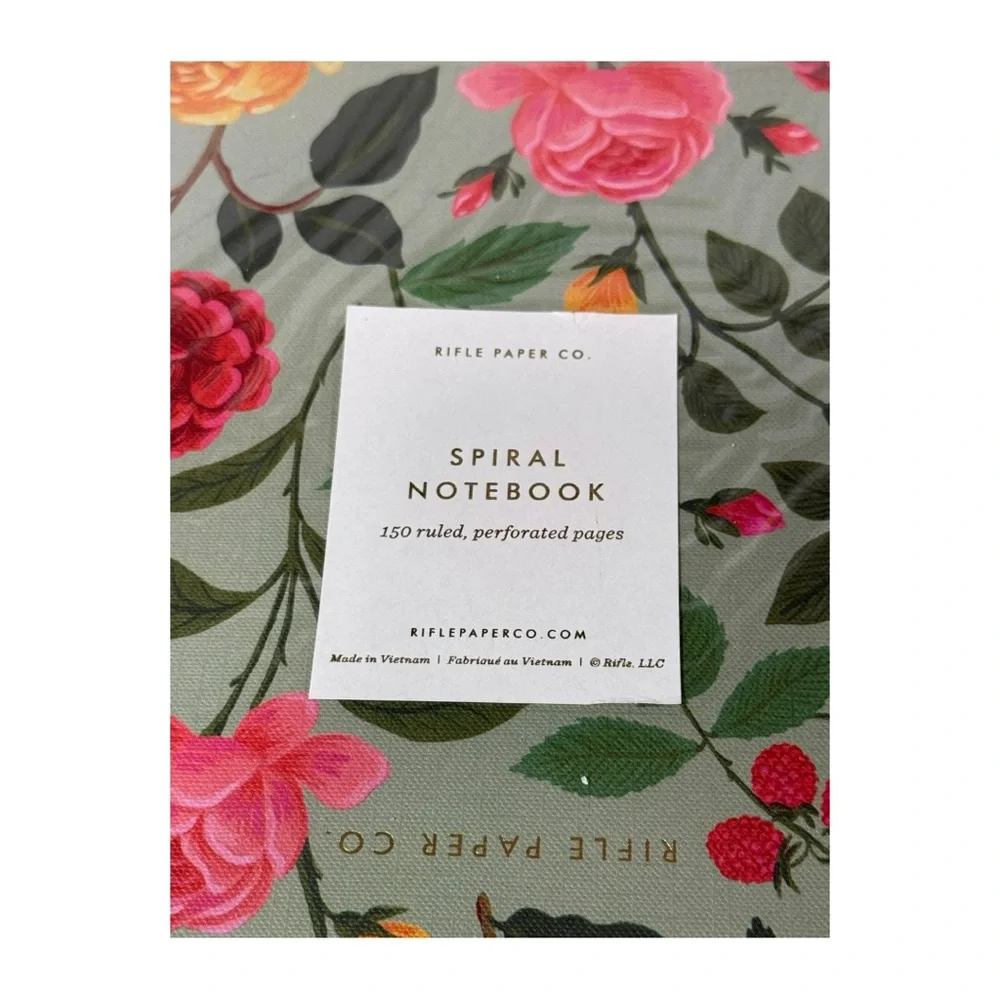 Rifle Paper Co Roses Large Top Spiral Notebook 11x8.5 Ruled Brand New